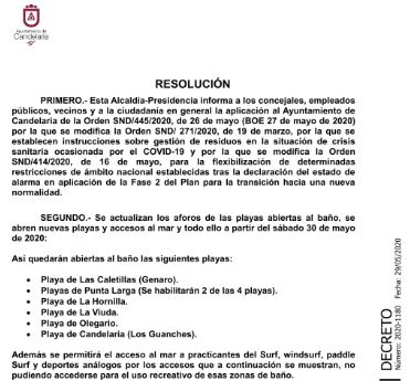 Actualización playas