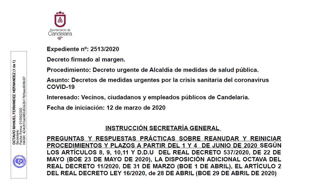 Reanudación procedimientos